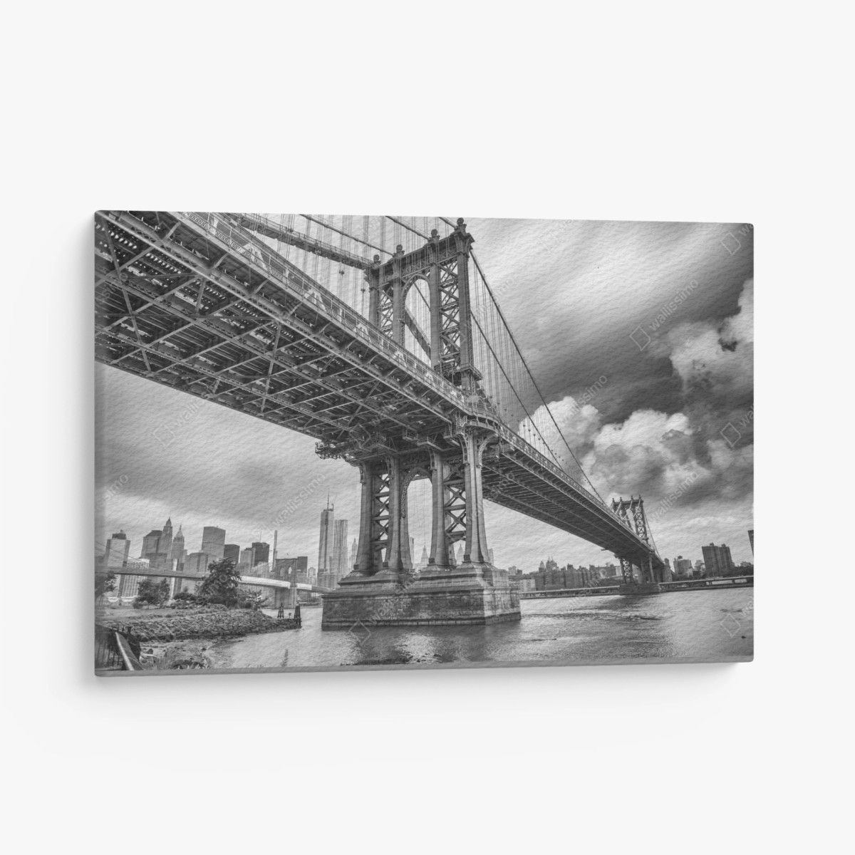 Quadro su tela prospettiva urbana sul Manhattan Bridge • Wallissimo®