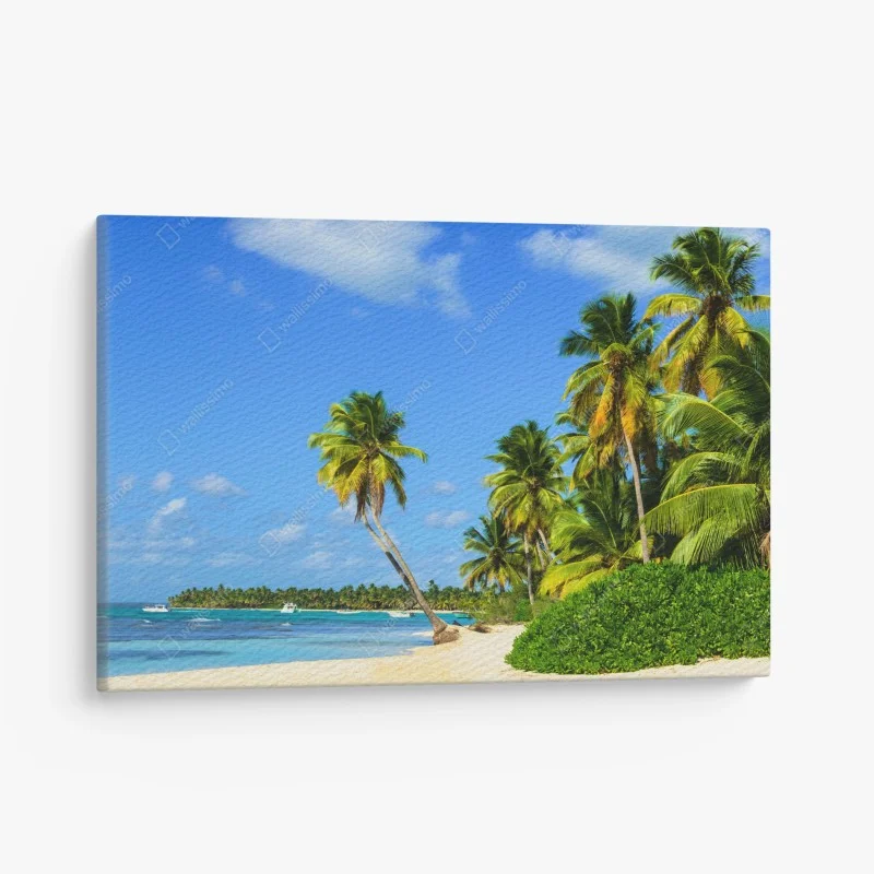 Quadro su tela paradiso tropicale palme e mare