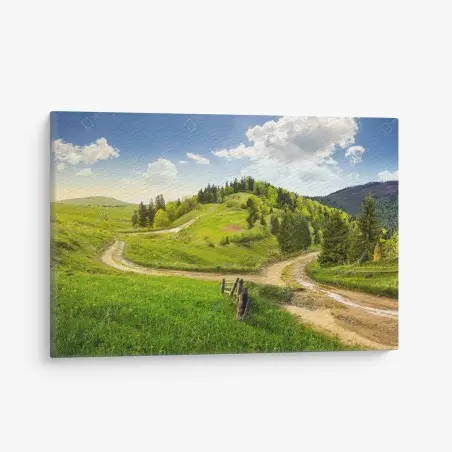 Quadro su tela bivio sulle colline autunnali • Wallissimo®