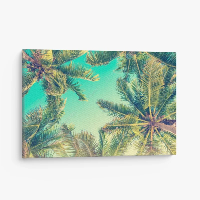 Quadro su tela cielo tropicale tra le palme