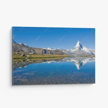 Quadro su tela riflessi del Cervino sul lago alpino • Wallissimo®