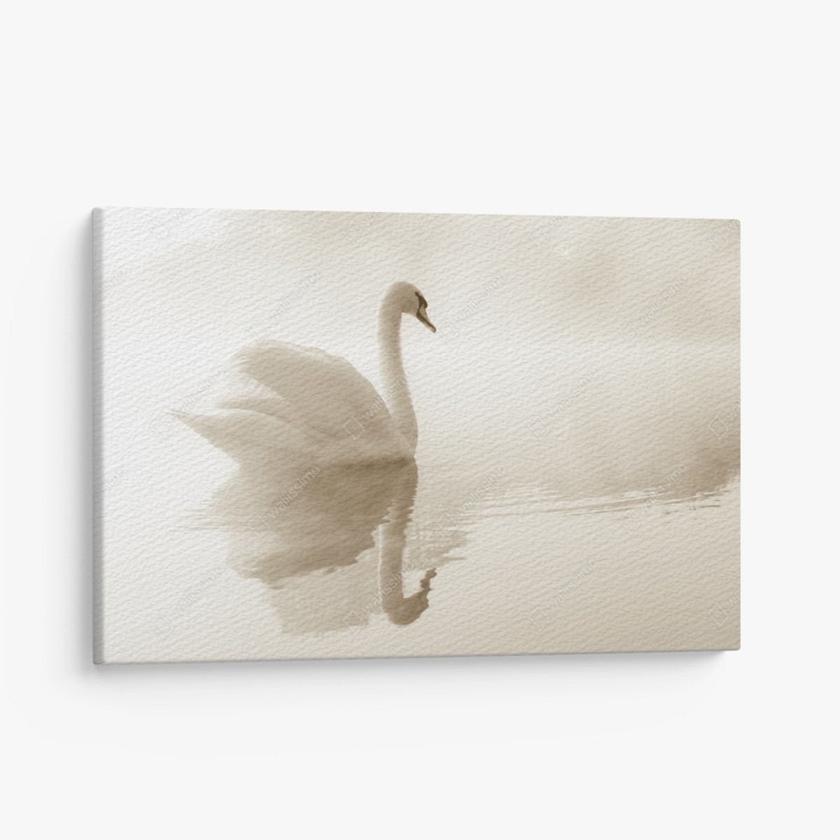 Quadro su tela cigno nella nebbia, eleganza sul lago • Wallissimo®