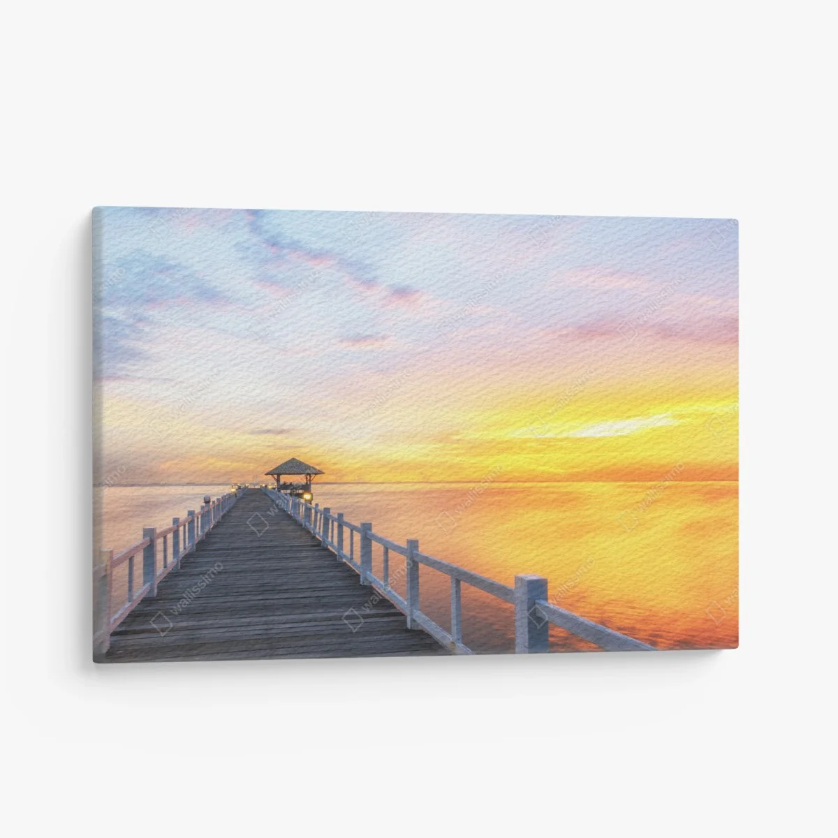 Quadro su tela pontile al tramonto dorato • Wallissimo® Quadro su tela pontile al tramonto dorato • Wallissimo®