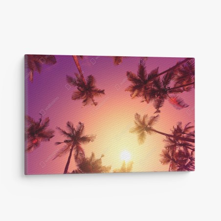 Quadro su tela paesaggio tropicale al tramonto con palme • Wallissimo®
