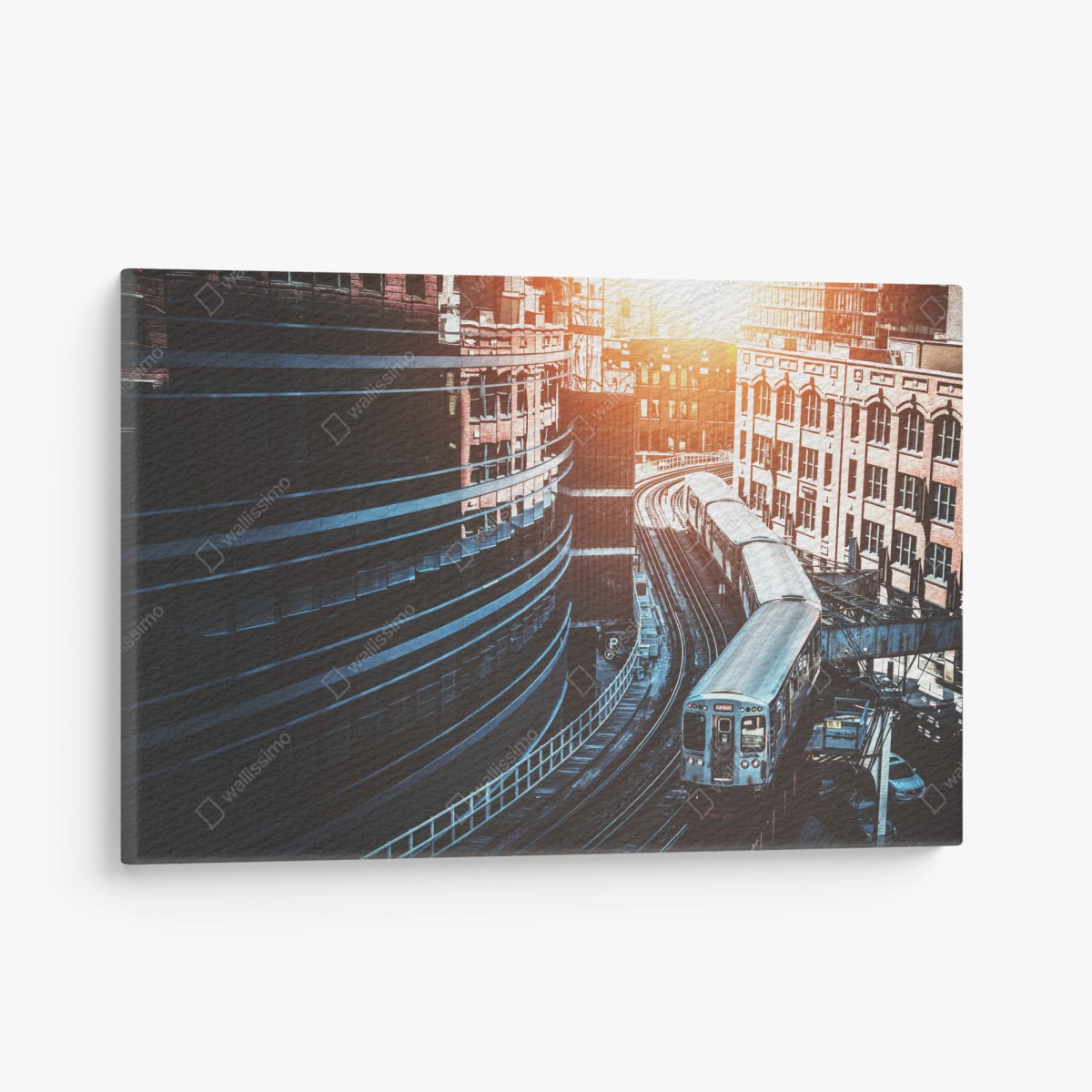 Quadro su tela treno sopraelevato nel cuore di Chicago • Wallissimo®