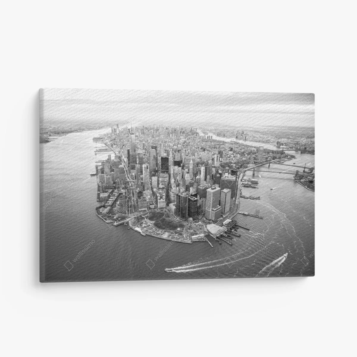 Quadro su tela panorama aereo di Manhattan al tramonto • Wallissimo® Quadro su tela panorama aereo di Manhattan al tramonto • Wallissimo®