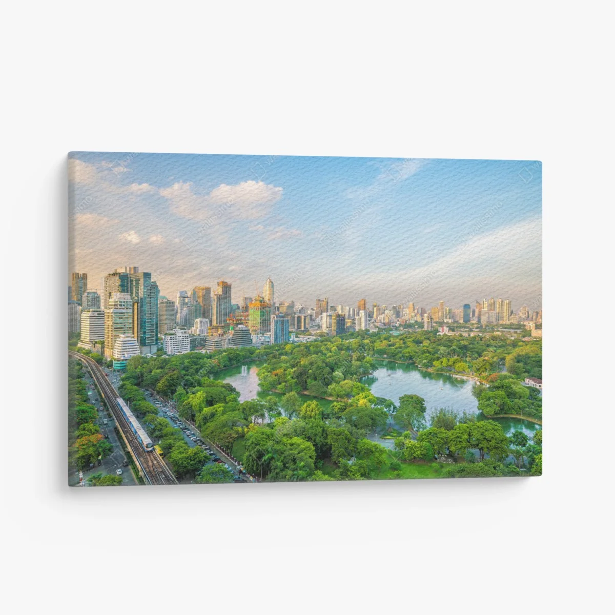 Quadro su tela panorama aereo di Bangkok con Parco Lumpini • Wallissimo® Quadro su tela panorama aereo di Bangkok con Parco Lumpini • Wallissimo®