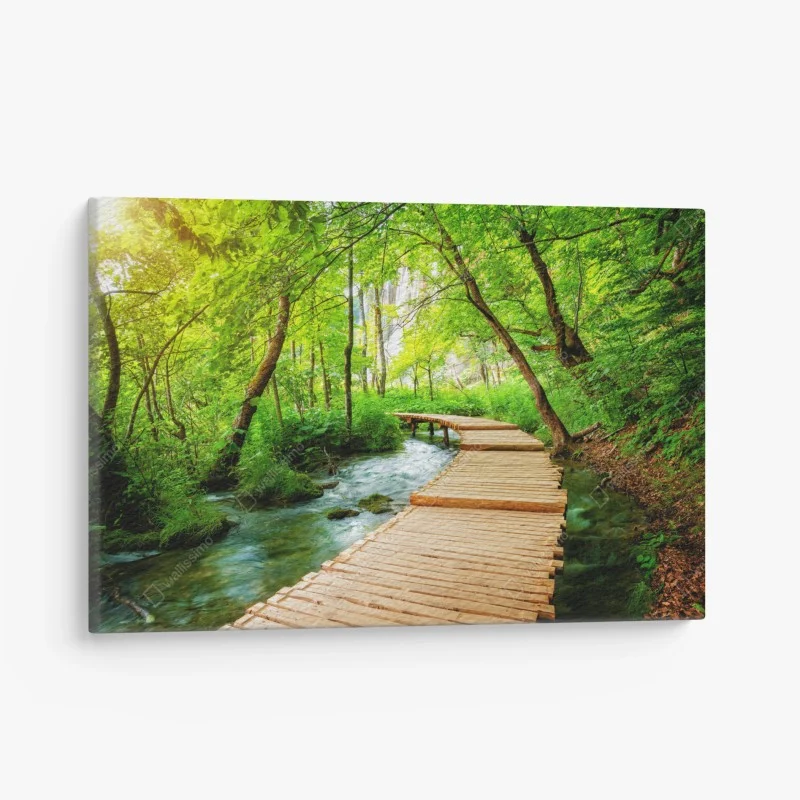 Quadro su tela sentiero di legno nel Parco Nazionale dei Laghi di Plitvice