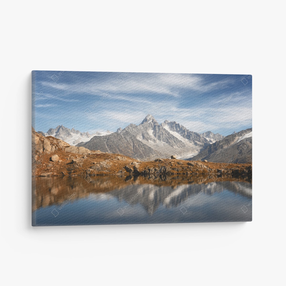 Quadro su tela riflessi alpini sul lago cristallino • Wallissimo®