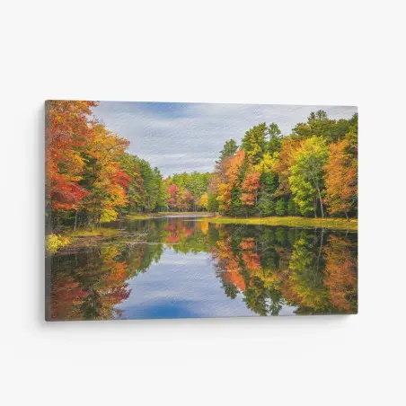 Quadro su tela riflessi d'autunno sullo stagno • Wallissimo®