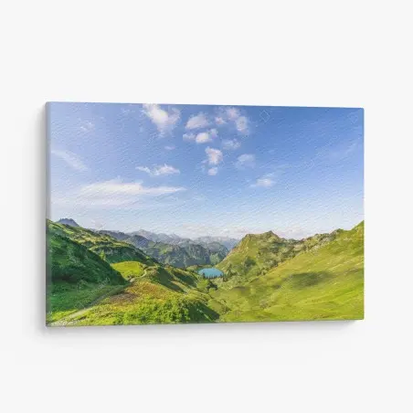 Quadro su tela serenità alpina sul lago cristallino • Wallissimo®
