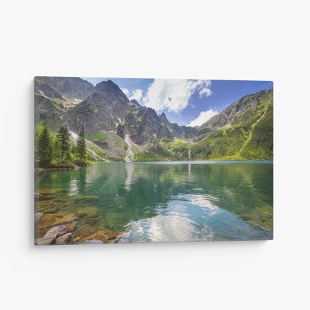 Quadro su tela panorama sereno del lago alpino • Wallissimo®