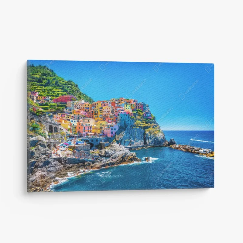 Quadro su tela Manarola: villaggio colorato a picco sul mare