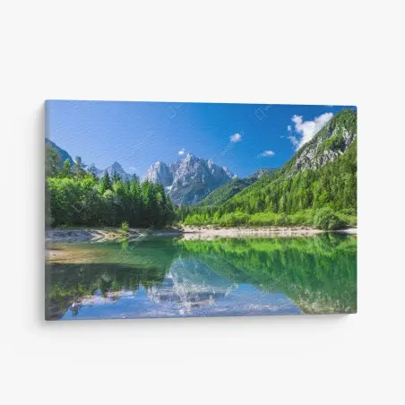 Quadro su tela riflessi alpini sul lago cristallino • Wallissimo®