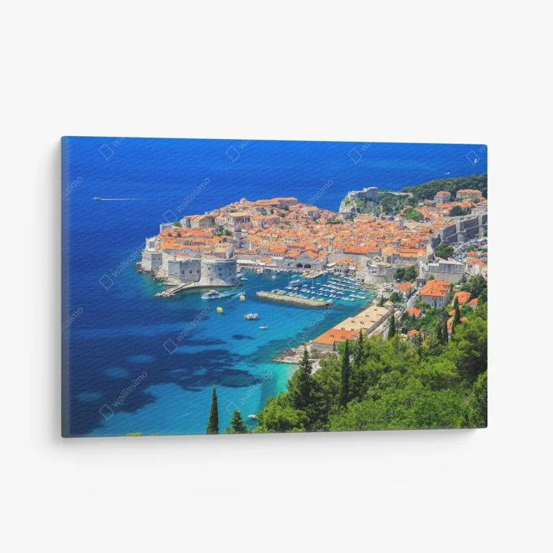 Quadro su tela panoramica mozzafiato di Dubrovnik sulla costa