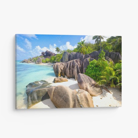 Quadro su tela paesaggio tropicale ad Anse Source d'Argent, La Digue • Wallissimo®