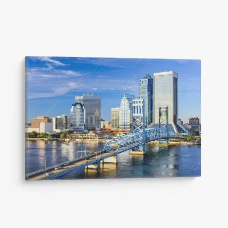 Quadro su tela skyline di Jacksonville sul fiume St. Johns • Wallissimo®