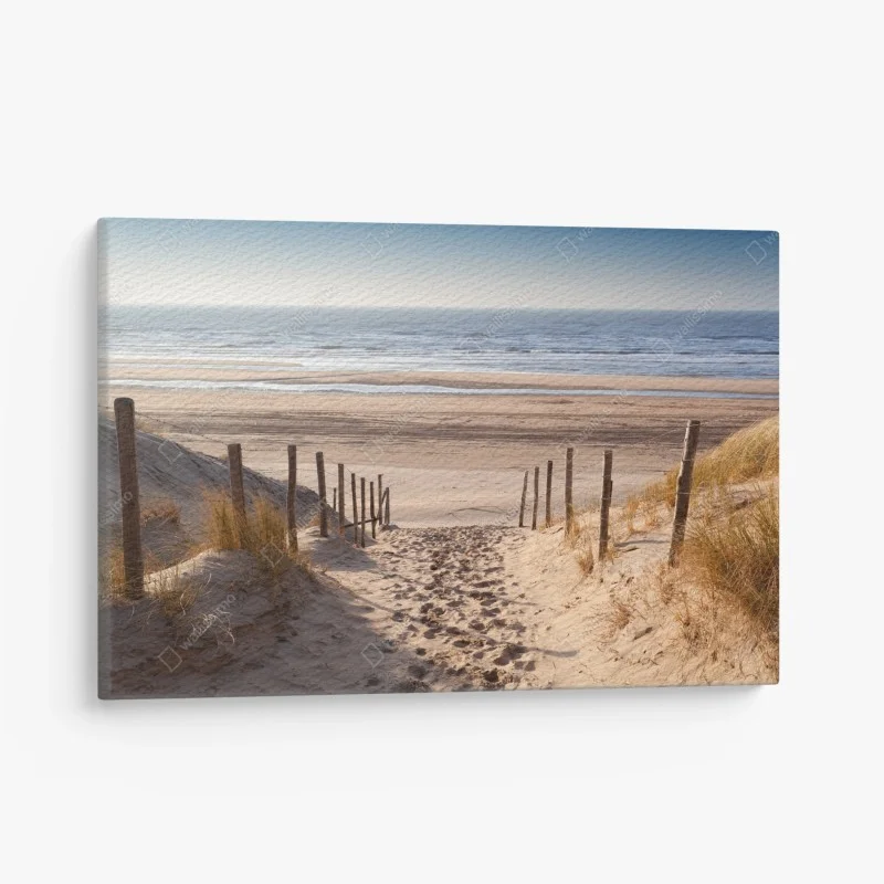 Quadro su tela sentiero di sabbia verso il Mare del Nord al tramonto