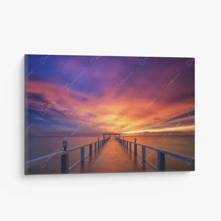 Quadro su tela pontile al tramonto dai colori intensi • Wallissimo®