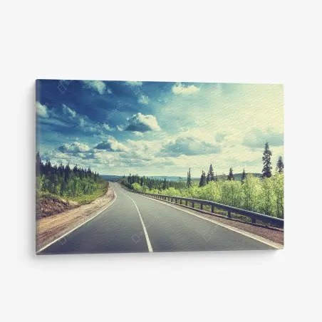 Quadro su tela strada verso l'orizzonte nella foresta • Wallissimo®