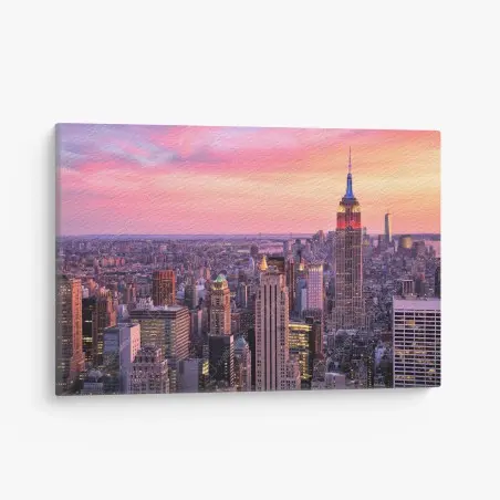 Quadro su tela tramonto su New York con Empire State Building • Wallissimo®