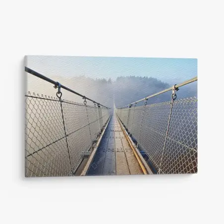 Quadro su tela passerella sospesa nella nebbia • Wallissimo®
