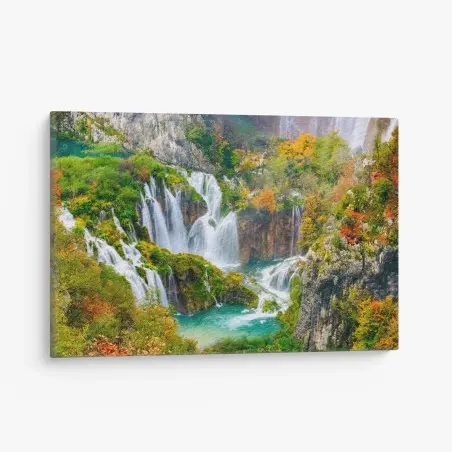 Quadro su tela cascate autunnali in paesaggio naturale • Wallissimo®