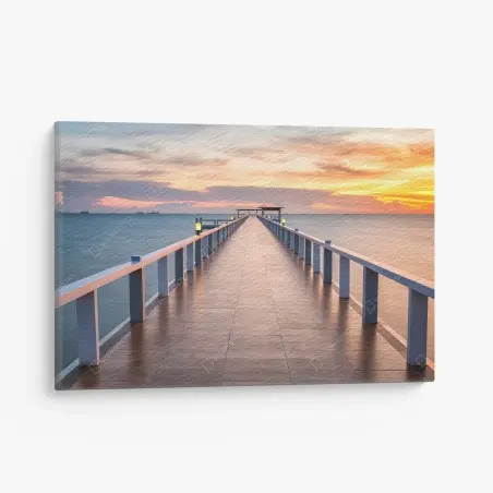 Quadro su tela passerella sul mare al tramonto • Wallissimo®