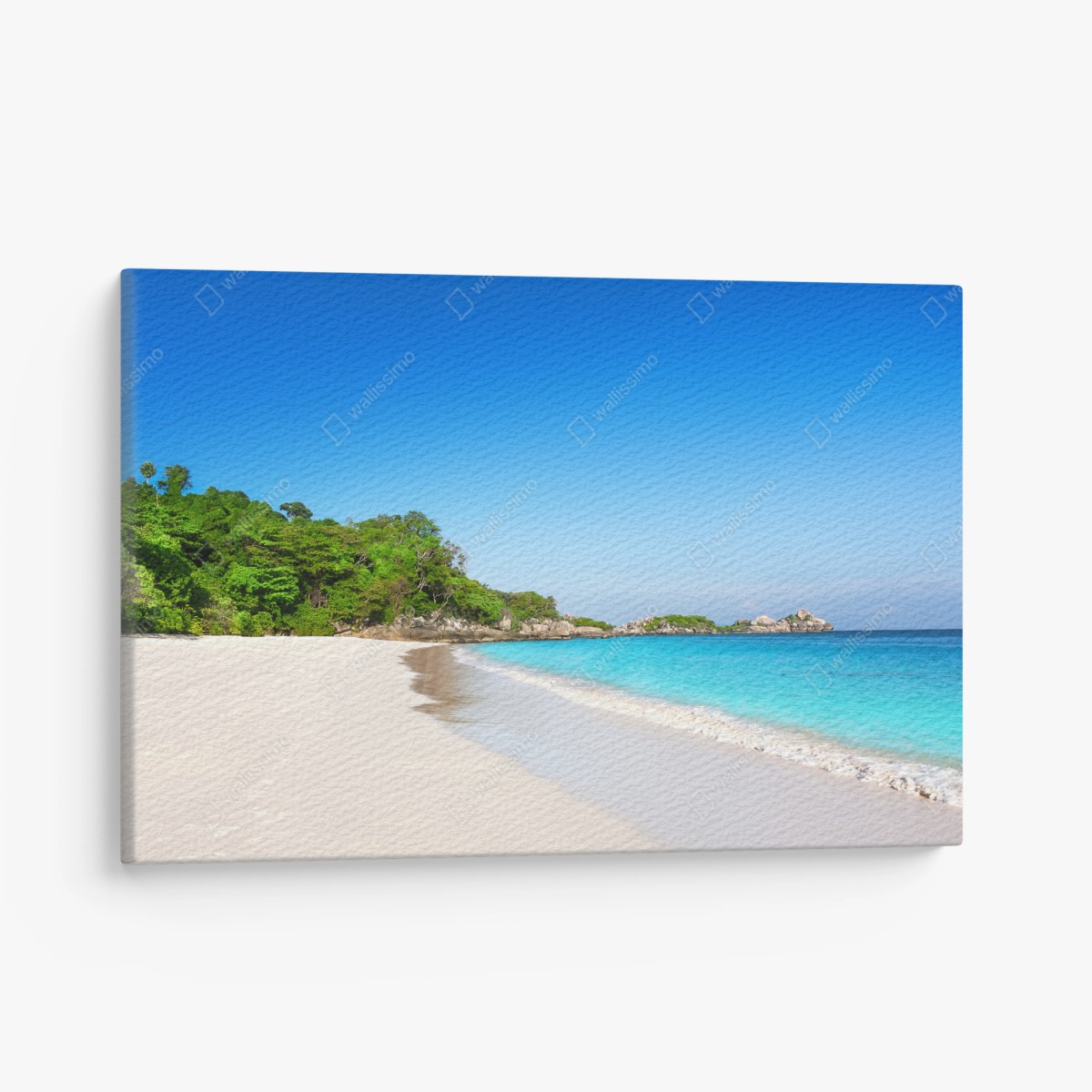 Quadro su tela oasi di sabbia bianca e mare turchese • Wallissimo®