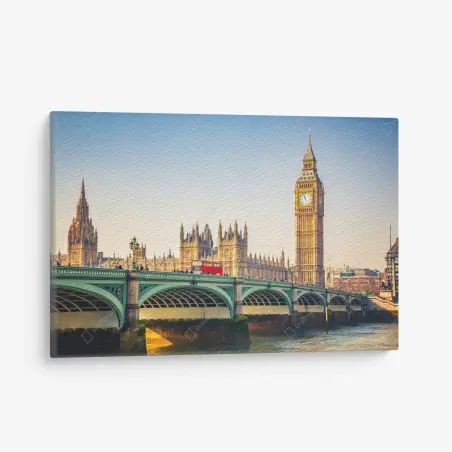 Quadro su tela panorama iconico di Londra con Big Ben e Palazzo di Westminster • Wallissimo®