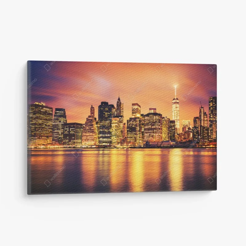 Quadro su tela tramonto dorato su Manhattan