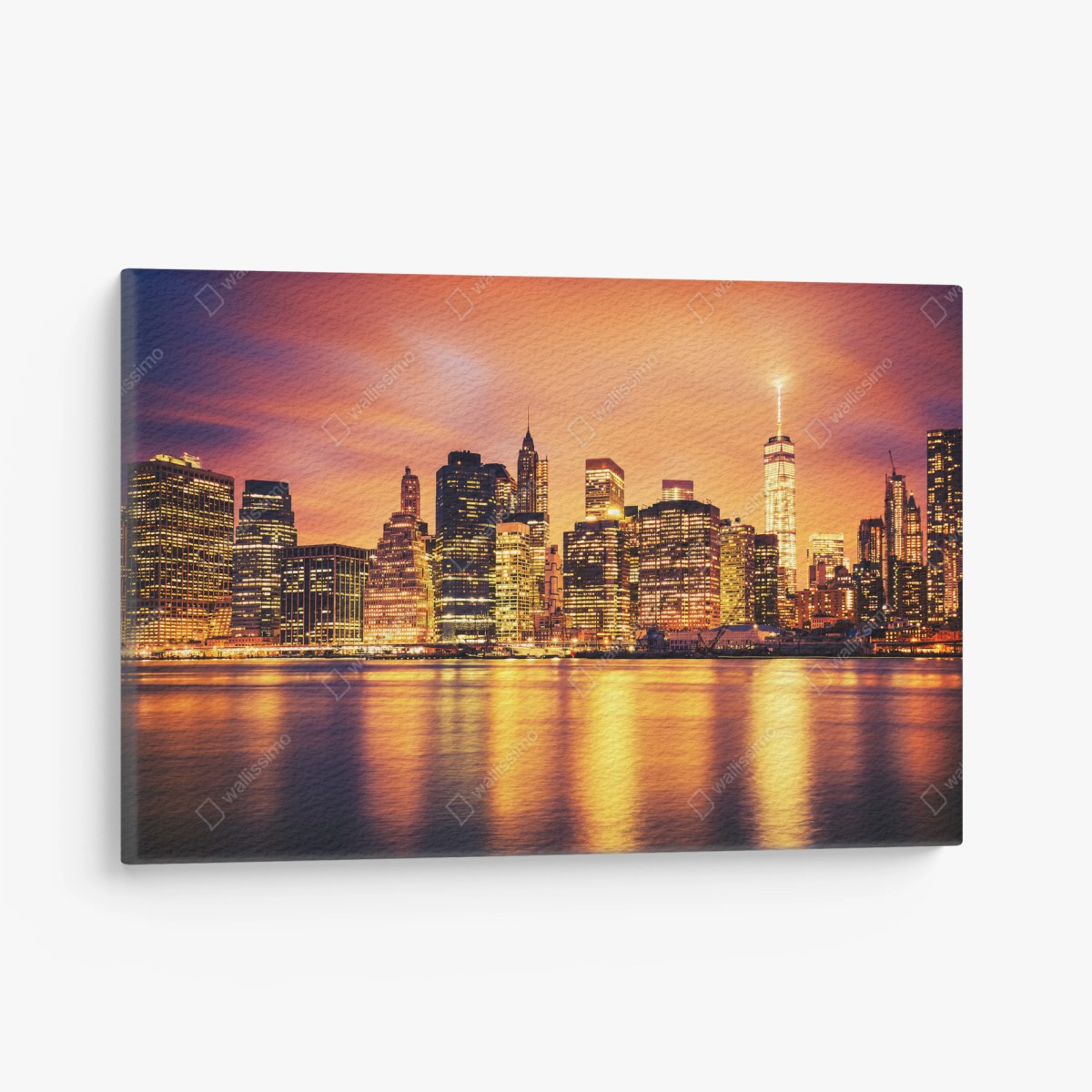Quadro su tela tramonto dorato su Manhattan • Wallissimo®