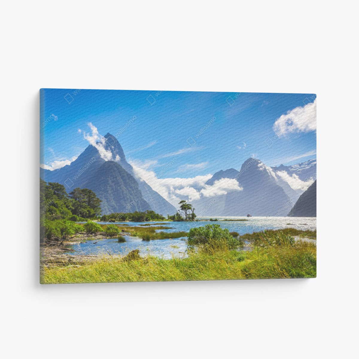 Quadro su tela panorama del fiordo e montagne maestose • Wallissimo®