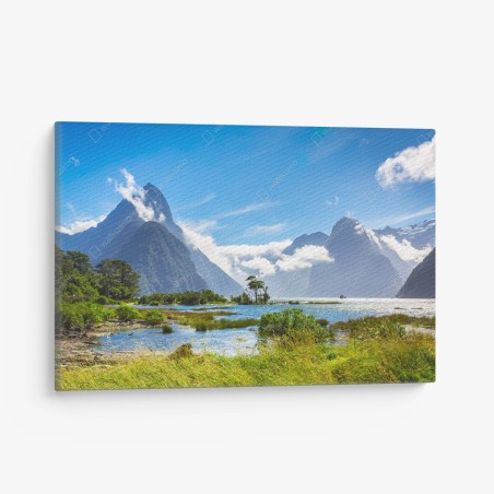 Quadro su tela panorama del fiordo e montagne maestose • Wallissimo®