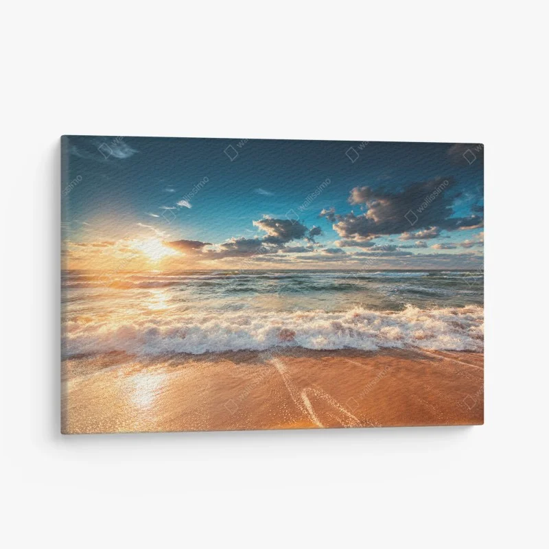 Quadro su tela alba dorata sul mare