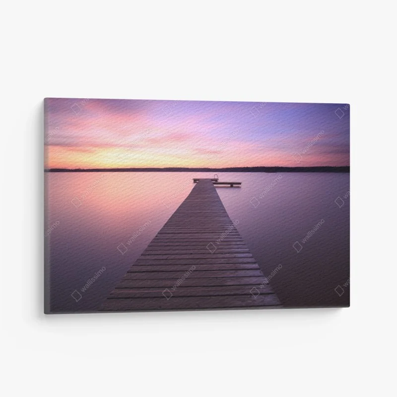 Quadro su tela molo verso il tramonto dai toni pastello