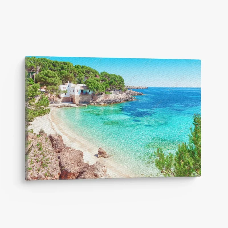 Quadro su tela baia turchese e pineta mediterranea