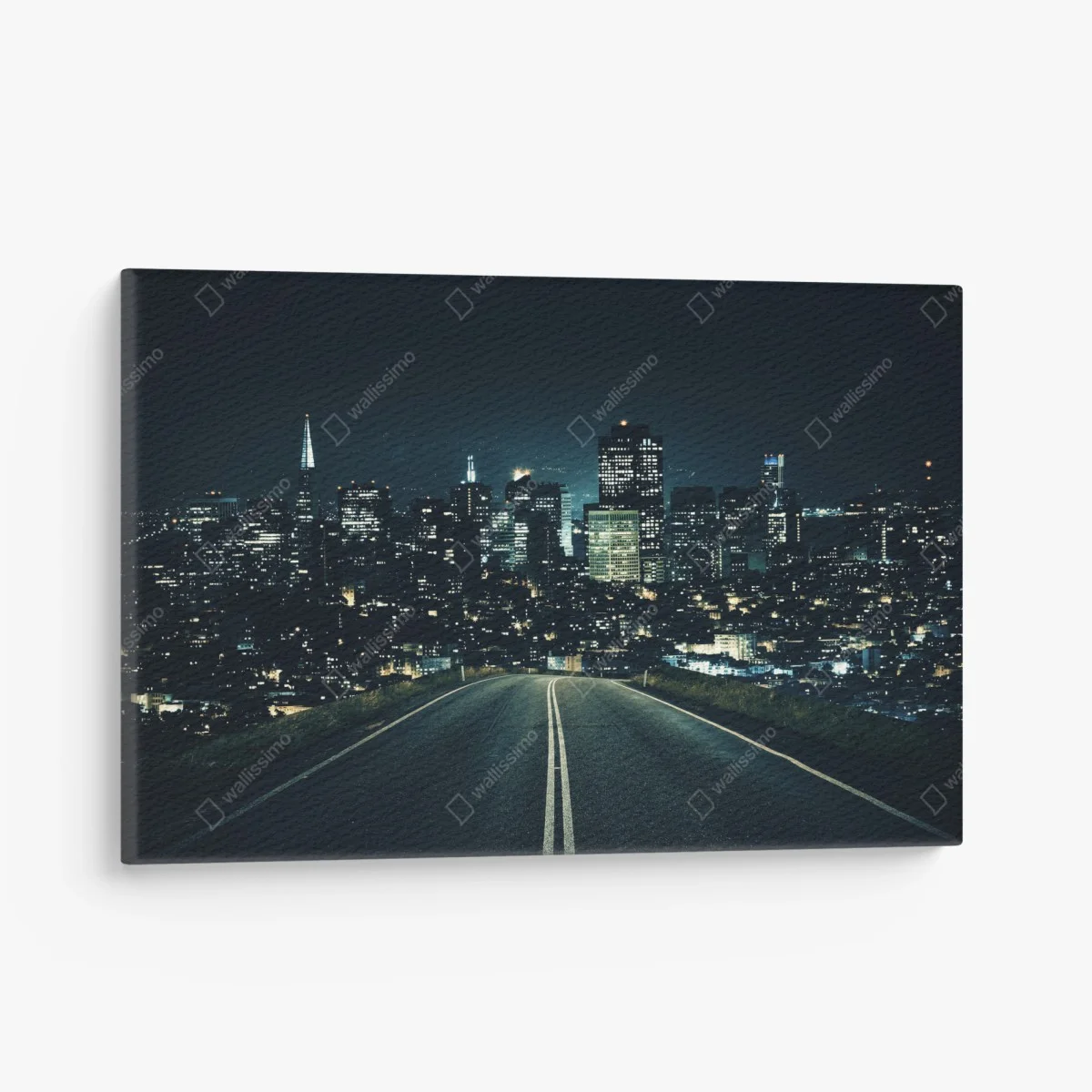 Quadro su tela strada verso la città moderna illuminata • Wallissimo® Quadro su tela strada verso la città moderna illuminata • Wallissimo®