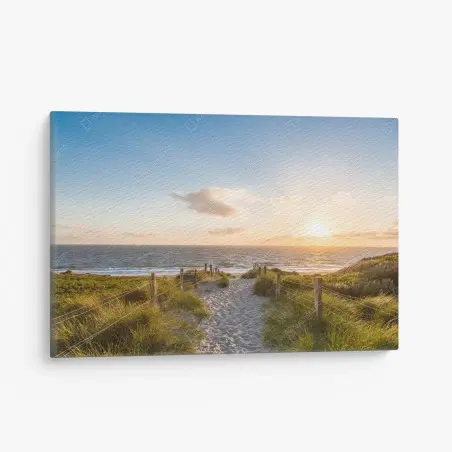 Quadro su tela passerella verso il mare al tramonto • Wallissimo®