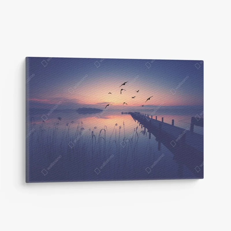 Quadro su tela molo al tramonto