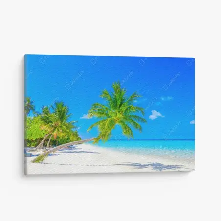 Quadro su tela spiaggia paradisiaca alle Maldive • Wallissimo®