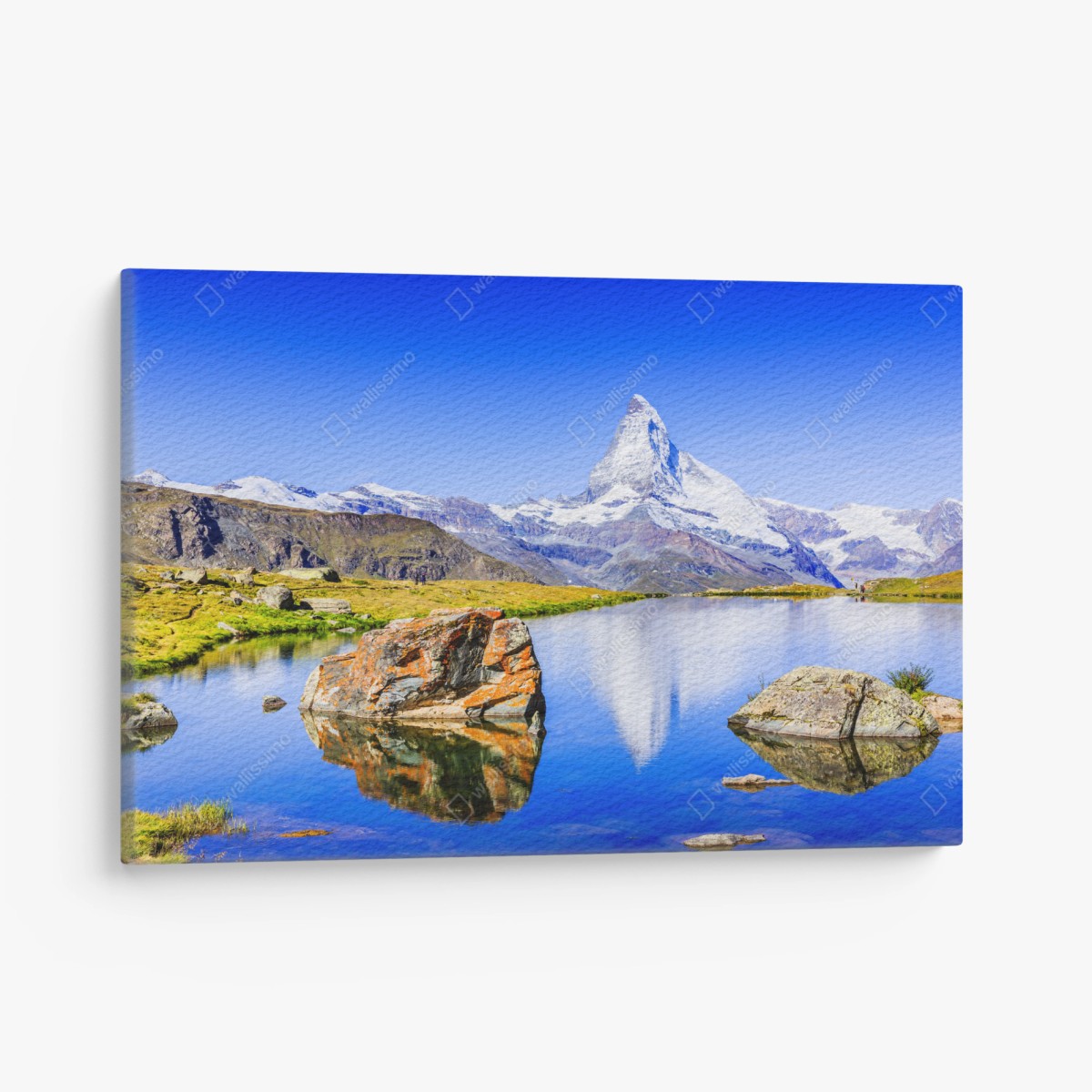 Quadro su tela riflesso del Cervino sul lago Stellisee • Wallissimo®
