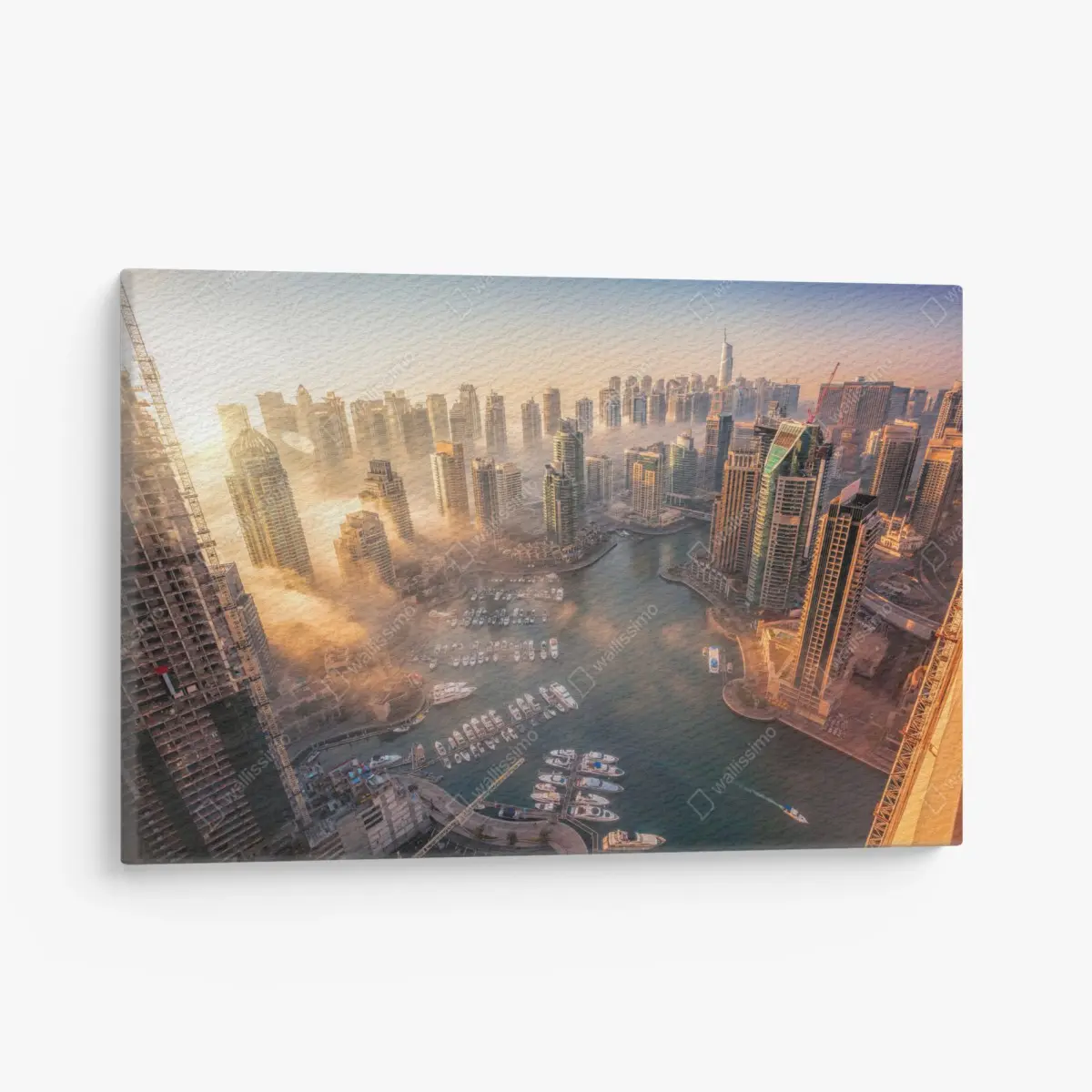 Quadro su tela vista aerea della Dubai Marina al tramonto • Wallissimo®