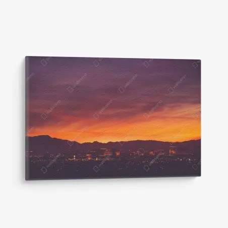 Quadro su tela panorama urbano al tramonto su Las Vegas • Wallissimo®