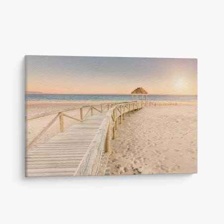 Quadro su tela passerella verso il mare di Trafalgar, Cadice • Wallissimo®