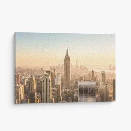 Quadro su tela panorama urbano di New York al tramonto • Wallissimo®