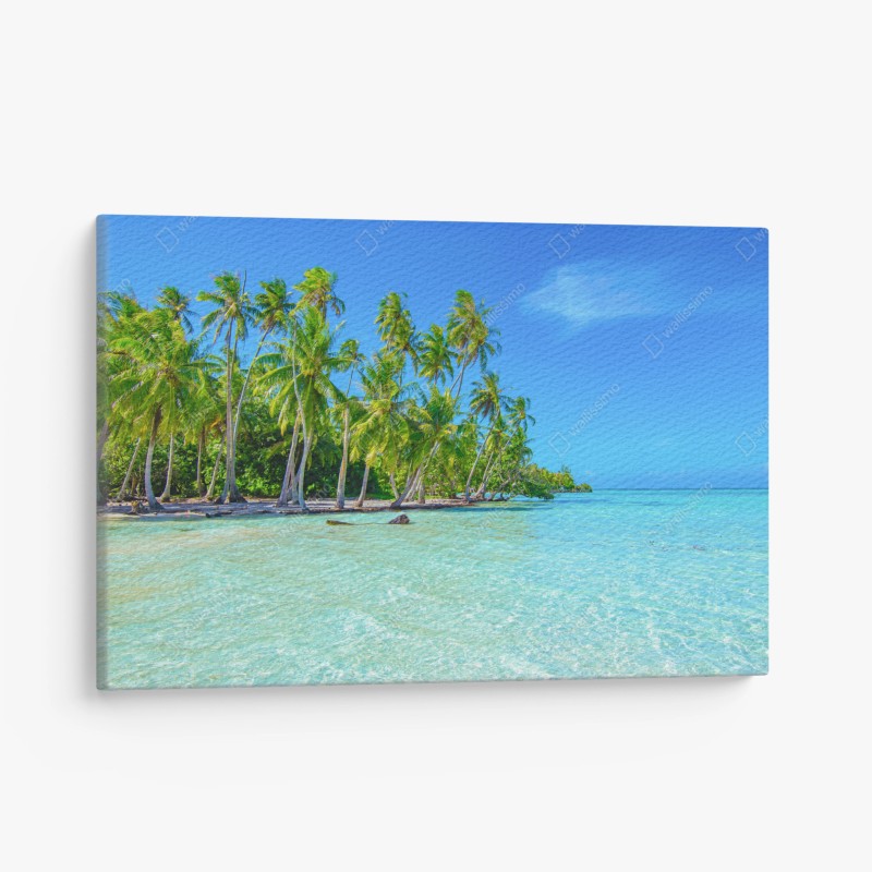 Quadro su tela paesaggio tropicale con palme e mare turchese