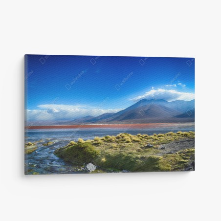 Quadro su tela laguna rossa dell'altopiano montano • Wallissimo®