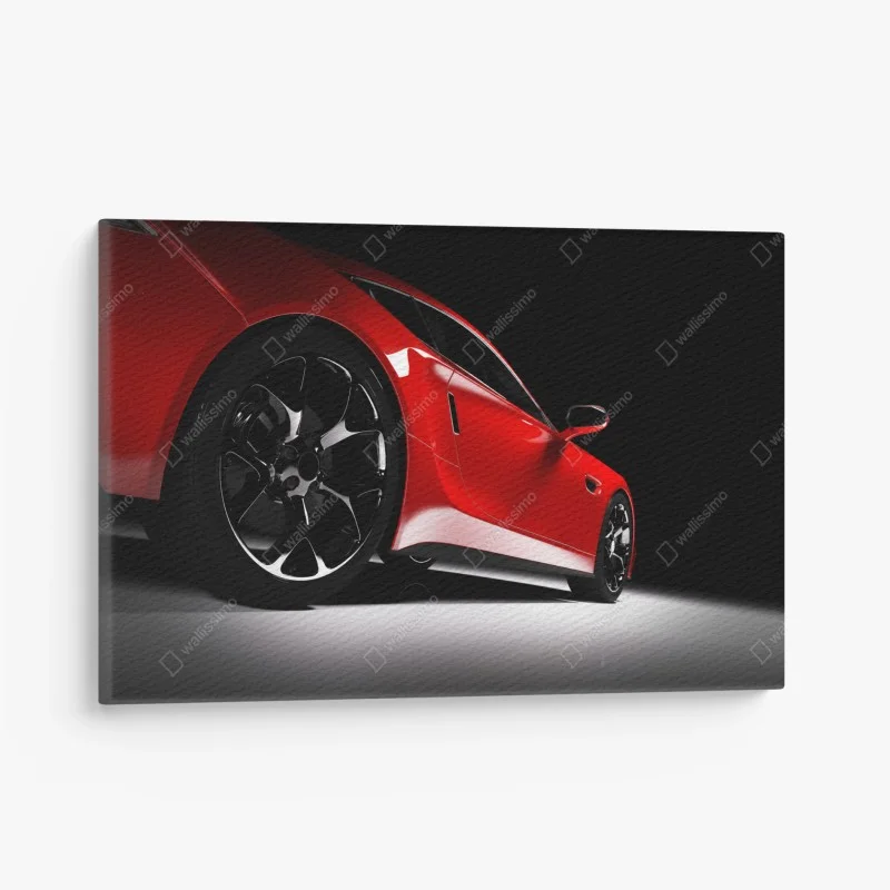 Quadro su tela profilo dinamico di una coupé rossa