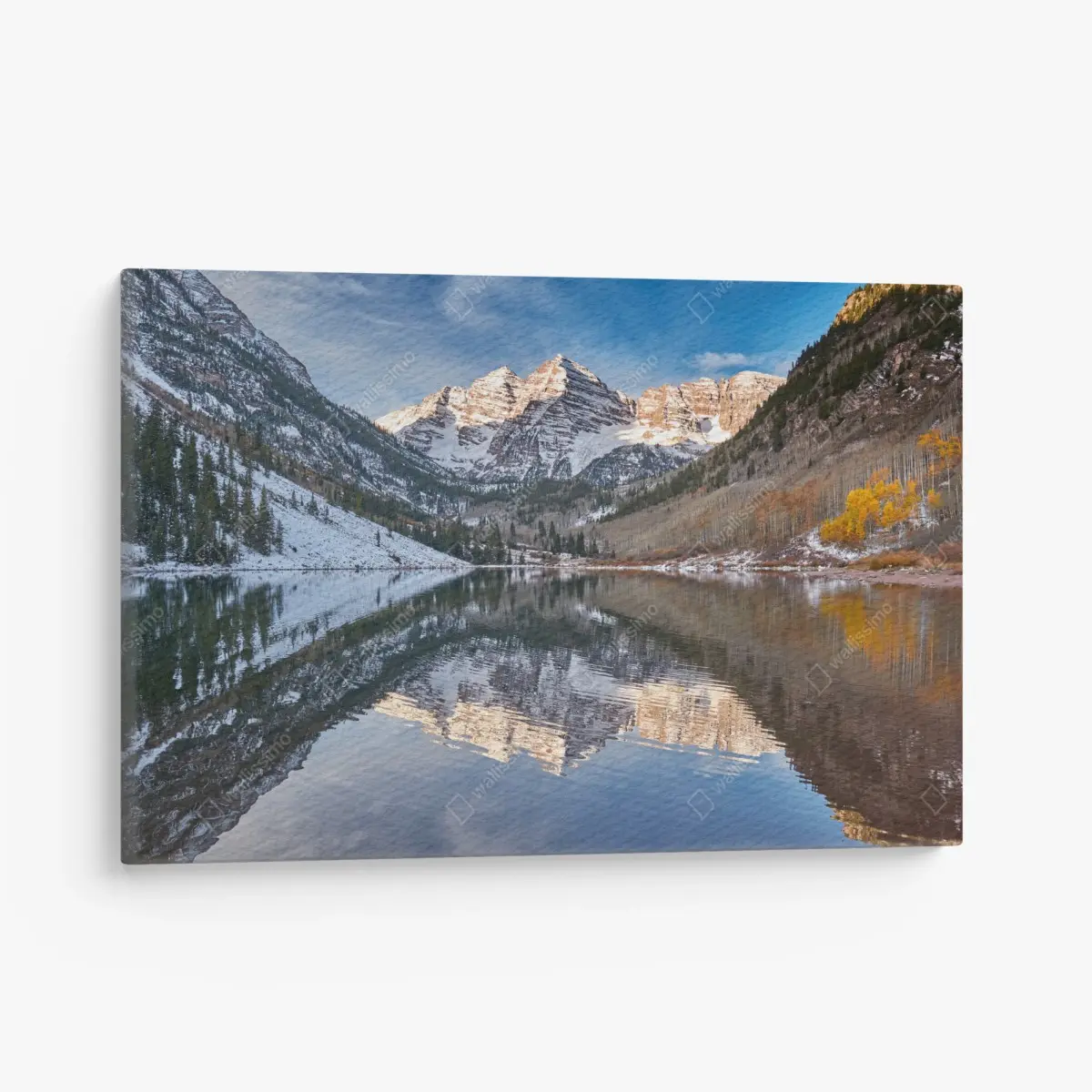 Quadro su tela paesaggio montano con riflessi sul lago • Wallissimo®
